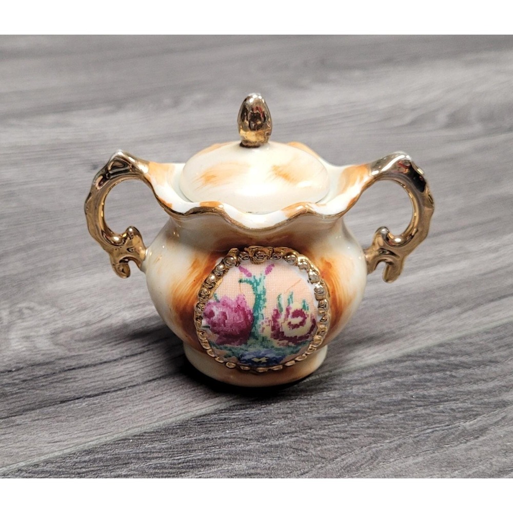 Vintage Enesco Sugar Dish With Lid Floral/Flower Pattern